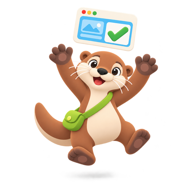 Ollie celebrating next to an approved page