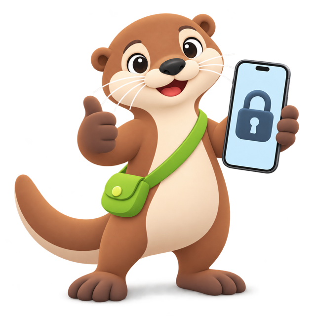 Ollie holding a locked phone
